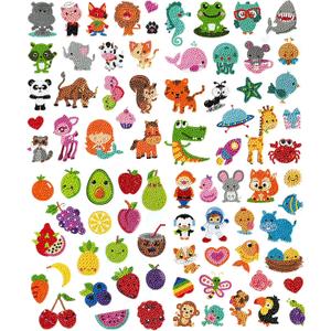 sinceroduct 80pcs Diamond Stickers for Kids - 5D DIY Gem Art Kits, Safe and Colorful Crafts for Girls, Boys, and Beginners