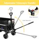 ROSONG Collapsible Wagon Cart with Wheels Foldable - Folding Utility Heavy Duty Wagons Carts for Grocery Sports Garden Shopping Camping Wheelbarrows (Black, 120L)