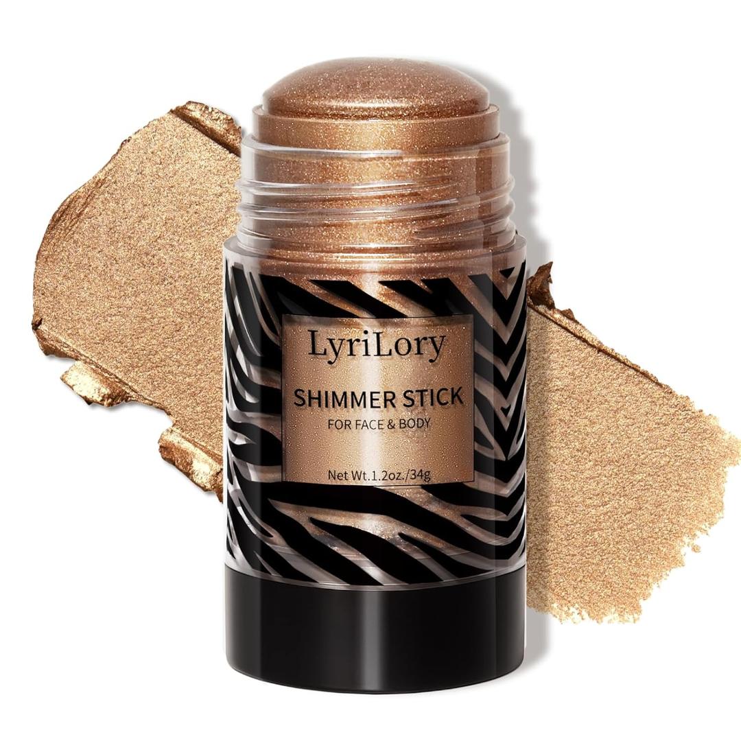 Highlighter Stick, Multi-Use Shimmer Makeup, Creamy Highlighter Makeup Stick with Hydrating Coconut Oil, Easy Blend for a Bronzy Radiant Glow, For Face & Body | 1.2oz | Copper Shimmer