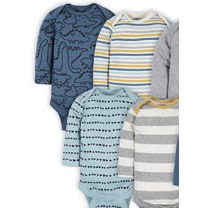 Gerber Baby Boys' 4-Pack Long-Sleeve Onesies Bodysuit, Dinosaur Blue, 3-6 Months