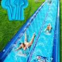 26ft Slip and Water Slide for Kids and Adults Backyard,2 Lanes Extra Long Inflatable Slip and Water Slide with Sprinkler and Bodyboards,Heavy Duty Summer Outdoor Water Toy,Blue Shark Theme