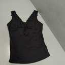 Womens Lace Patchwork Sexy Deep V Neck Knitted Vests Summer Camis Tank Tops (Large, Black)