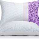 Cooling Pillows Queen Size Set of 2, Memory Foam Pillows with Zipper, Adjustable Firmness for Sleeping Cool Cold Pillow to Hot, Side, Back and Stomach Sleepers, 2 Pack, 20x35