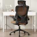 Home Office Chair, Ergonomic Comfy Desk Chair, High Back Computer Chair- Adjustable Headrest with Flip-Up Arms, Lumbar Support, Swivel Executive Task Chair (Mummy Brown, Modern)