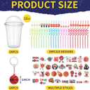 167 Pcs 24 Set Basketball Party Cups Favor with Lid Straw Sticker Pendant Keychain Raffia Disposable Clear Goodie Cups Return Gifts for Sports Team Birthday Theme Party Drinkware Supplies