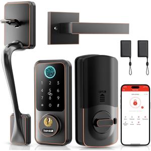 Hornbill Smart Lock Set with Keypad, Keyless Entry Deadbolt with Handle, Digital Door Lock for Front Door, Oil Rubbed Bronze