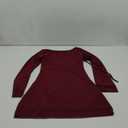 Women Sexy Boat Neck Backless Mesh Mini Dress Solid Slim Fit Bell Long Sleeve Self Tie Back Sheer Short Dresses (Small, Burgundy)