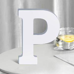 White Wooden Letters 8 Inch for Wall Decor,Large Unfinished Wood Letters for Home,Wooden Alphabet Letters for Crafts,Standing Garden Board or Room Name Signs DIY Carft (P)