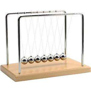 QLKUNLA Newtons Cradle Balance Balls Science Physics Gadget Desktop Decoration Kinetic Motion Toy for Home and Office (Beech,7 Balls)