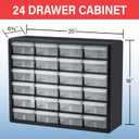 Akro-Mils 24-Drawer Plastic Drawer Storage Cabinet for Garage Organization, Bead Organizer, Building Bricks Storage, Teacher Toolbox, Makeup Organizer, 20" W x 6" D x 16" H, 10124 Black