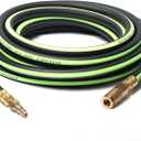 SYEENIFY Air Hose 3/8 in x 25 ft, Thickened 5 Layers Heavy Duty, Kink Resistant, 450PSI Hybrid Air Compressor Hose All-Weather Flexibility with 1/4" Industrial High Flow Quick Brass Coupler and Plug