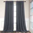 Dark Grey Curtains 84 Inch Length 2 Panels Set for Living Room Pleated Sheer Linen Light Filtering Modern Farmhouse Thick Privacy Floor Length Curtains Drapes 84 Inches Long for Bedroom Charcoal Gray
