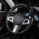 Carbon Fiber Steering Wheel Cover, Snap on Car Steering Wheel Cover Set Accessories 3pcs Wrap Grip Non Slip Protector Universal Glossy, Black