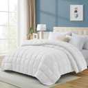 puredownLightweight Down Feather Comforter, Thin Down Fiber Bedding All Season Full/Queen Size Soft Cover Ultra Lightweight Down Fiber Duvet Insert (108" x 88") (White)