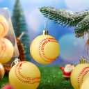 Leitee 12 Pcs Christmas Plastic Softball 2.36 Inch Xmas Tree Ornaments with Hanging Loop Sports Theme Decorative Hanging Ornaments for Holiday Party Christmas Tree Home