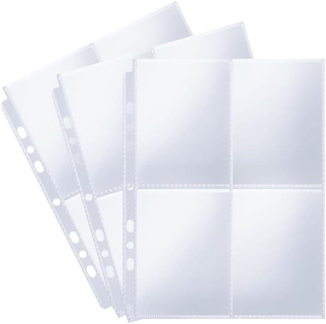 240 Pockets 2.7x3.7 Photocard Sleeves for 6.88 x 9.05 6/3/2Ring Binder,Transparent Photocard Sleeves, Double-Sided 4 Pocket Photo Pages, for Business Card, Trading CardsStandard Cards 30 Pack