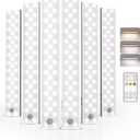 EZVALO Under Cabinet Lights, 62 LED Rechargeable Battery Operated Motion Sensor Light Indoor 3 Color Temps, Wireless Closet Lights Under Counter Lights for Kitchen 6 Pack