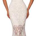 meilun Lace Mesh Maxi Dresses Wedding Bridesmaid Homecoming Party Banquet Gowns (L)