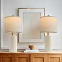 GSAFAVA 20.25'' Ceramic Table Lamps Set of 2 Small Farmhouse Bedside lamp Creamy White Modern Nightstand End Table Lamps for Living Room Bedroom Study Office