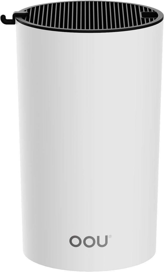OOU Universal Knife Block Holder - Round Kitchen Knife Storage Unique Slot Design to Protect Blades, Space Saver Knife Organizer Detachable for Easy Cleaning, White