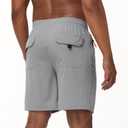 Men's Casual Hiking Athletic Shorts Khaki Board Hybrid Drawstring Elastic Waist 7 inch Quick Dry Lightweight Stretch (Gray, M)