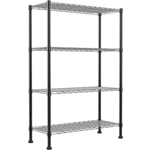 REGILLER 4-Wire Shelving Metal Storage Rack Adjustable Shelves,Standing Storage Shelf Units for Laundry Bathroom Kitchen Pantry Closet(Black,14.1" D x 30" W x 54" H)