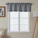 Lecloud Dark Grey Valance for Window Curtains 16 Inch Length, Light Filtering Privacy Farmhouse Rustic Kitchen Curtain, Home Decor Drapes with Rods Pocket for Bedroom Dining Room, 60" W x 16" L