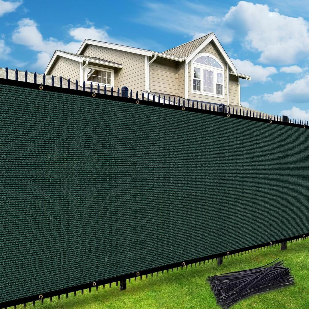 UPGRADE 0 5' X 5 0' Privacy Fence Screen Heavy Duty Mesh with Grommets for Patio Porch Pool Backyard Outdoor Chain Link Fence Dark Green