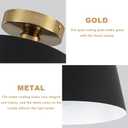 Metal Semi Flush Mount Ceiling Light, 11.6" Black and Gold Industrial Flush Mount, Single Lamp Base Modern Ceiling Light Fixtures for Entryway Hallway Kitchen Laundry Room