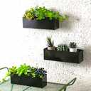 LaLaGreen Wall Planter (3 Pack, 12 Inch) Large Wall Mount Succulent Planters Black, Wall Hanging Rectangular Metal Flower Pot Window Planter Box Fence Railing Minimalist Floating Shelve Indoor Outdoor