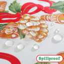 SASTYBALE Christmas Tablecloths Rectangular, Jacquard Table Cloth Printed with Jingle Bells & Holly Leaves, Stain Resistant Table Cover for Holiday Party Picnic Dinner Decor (Rectangle, 60" x 120")