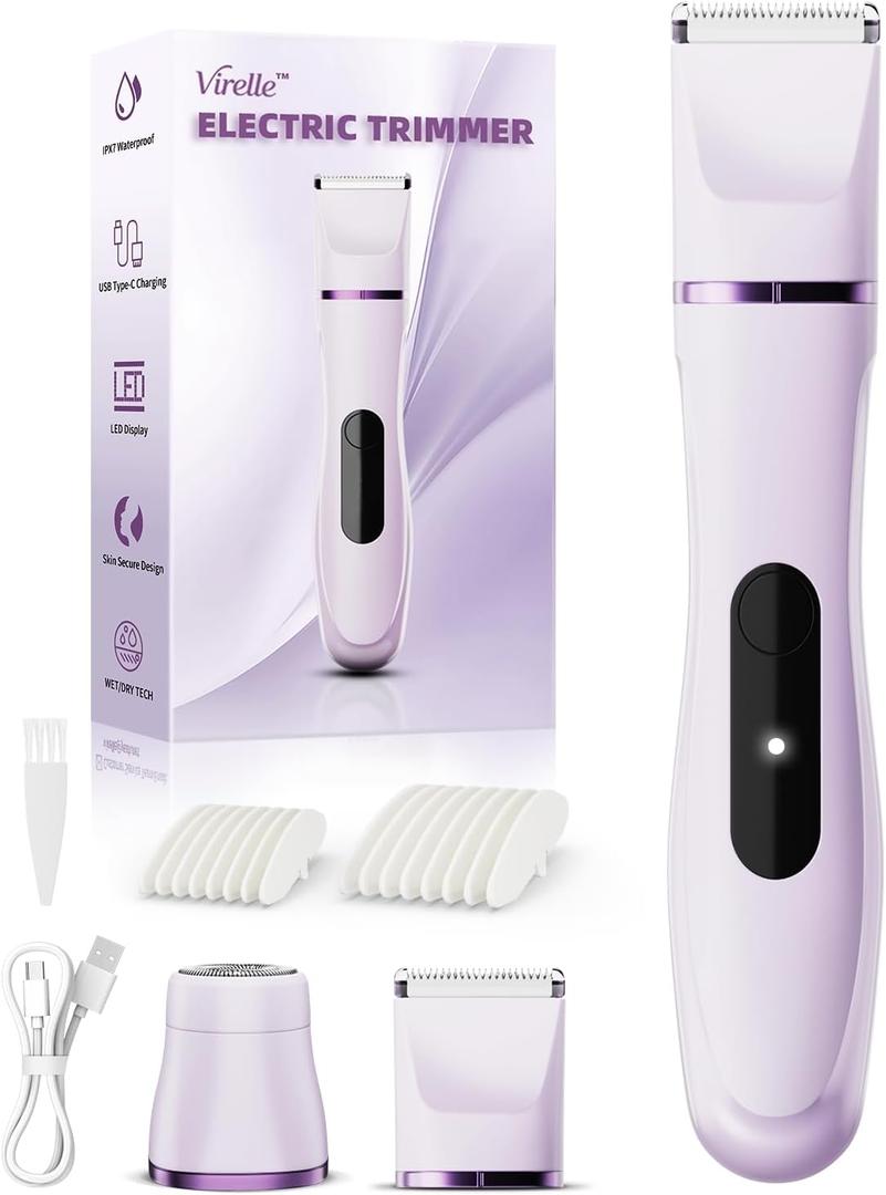 Hair Removal Epilators Bikini Trimmer for Women, Painless Waterproof Electric Foil Shaver Razors for Facial Leg Body Armpit, Ceramic Blade with USB Charging Dock, Travel Grooming Gift for Her, Purple
