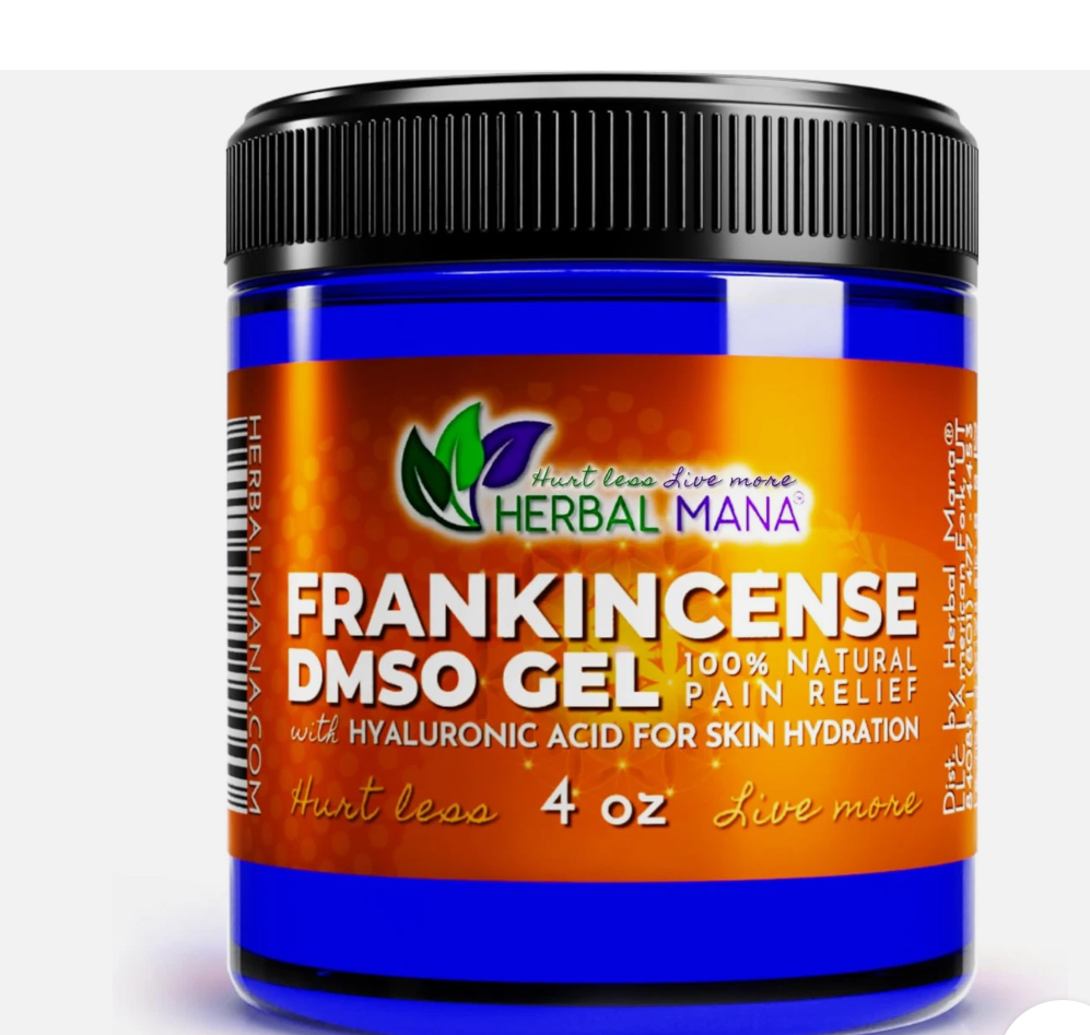 Herbal Mana Frankincense DMSO Gel with Hyaluronic Acid, 99.9% Pure DSMO, Organic 4 oz