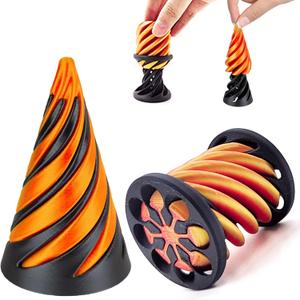 2Pcs Impossible Cone, Spiral Cone Fidget Toy 3D Printed Spiral Fidget Toys Impossible Pyramid Passthrough Sculpture, Mini Cones Pass Through Pyramid Fidget Toy for Stress and Anxiety Relaxing