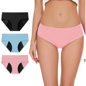 Women's High Absorbency Period Underwear - Leak-Proof & Reusable Menstrual Pants (Large, Multicolor-3pack)