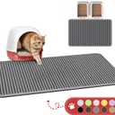 Cat Litter Mat - 46'' x 35'' Small Litter Trapping Mat, Easy to Clean Litter Box Mat, Waterproof, Urine-Proof, Non-Slip Kitty Litter Mats for Floor, Grey