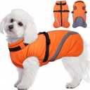 BRKURLEG Dog Winter Jackets for Small Dogs, Dog Coat with Harness Built in, Dogs Snowsuits with Zipper, Waterproof Windproof Pet Puffer Jacket Fleece Vest for Shih Tzu, Maltese, Orange S