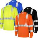 Amylove 4 Pcs Long Sleeve Safety Shirt High Visibility Shirts Reflective Construction Shirts Long Sleeve Work Shirts for Men Women(Yellow, Orange, Black, Blue, XXL)