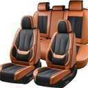 Coverado Car Seat Covers Full Set, Seat Covers for Cars, Black Car Seat Covers Front Seats and Back Car Seat Protector Waterproof, Leather Car Seat Cushion Universal Fit for Most Cars Brown