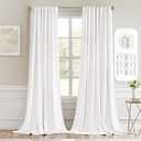 MIULEE Pure White Back Tab Blackout Curtain 96 Inch Long 2 Panels Set for Bedroom, Rod Pocket/Pinch Pleat Thermal Insulated Living Room Darkening Pleated Light Blocking Floor to Ceiling Drape