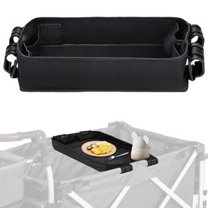 Stroller Snack Tray for Wonderfold Wagon - Wagon Accessories with Insulated Cup Holders and Waterproof Faux Leather Side ((W4 Series)) Stroller Snack Tray for Wonderfold Wagon - Wagon Accessories with Insulated Cup Holders and Waterproof Faux Leather Side ((W4 Series))