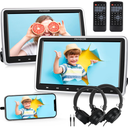 Car DVD Players, FANGOR Two Headrest DVD Players Support 1080P MP4 Video with HDMI in, AV in/Out, Headrest Mounts, Headphones, USB/SD Memory Function, Ideal for Kids Travel (10.5 Inch)