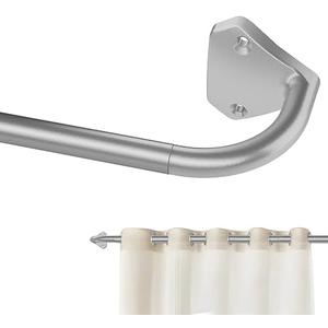 GXOACKJ Silver Curtain Rods for Windows 28 to 48 inch, 5/8 inch Adjustable Wrap Around Blackout Curtain Rods for Bedroom & Outdoor