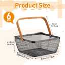 6 Pcs Metal Mesh Steel Basket with Handle Small Shopping Baskets Square Wire Harvest Storage for Kitchen Storage Garden Picnic Bathroom Organizing, 8.46 x 8.46 x 4.13 Inch(Black)