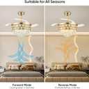 Deliyfans 52'' Fandelier Ceiling Fan with Light, Chandelier Fan, Gold