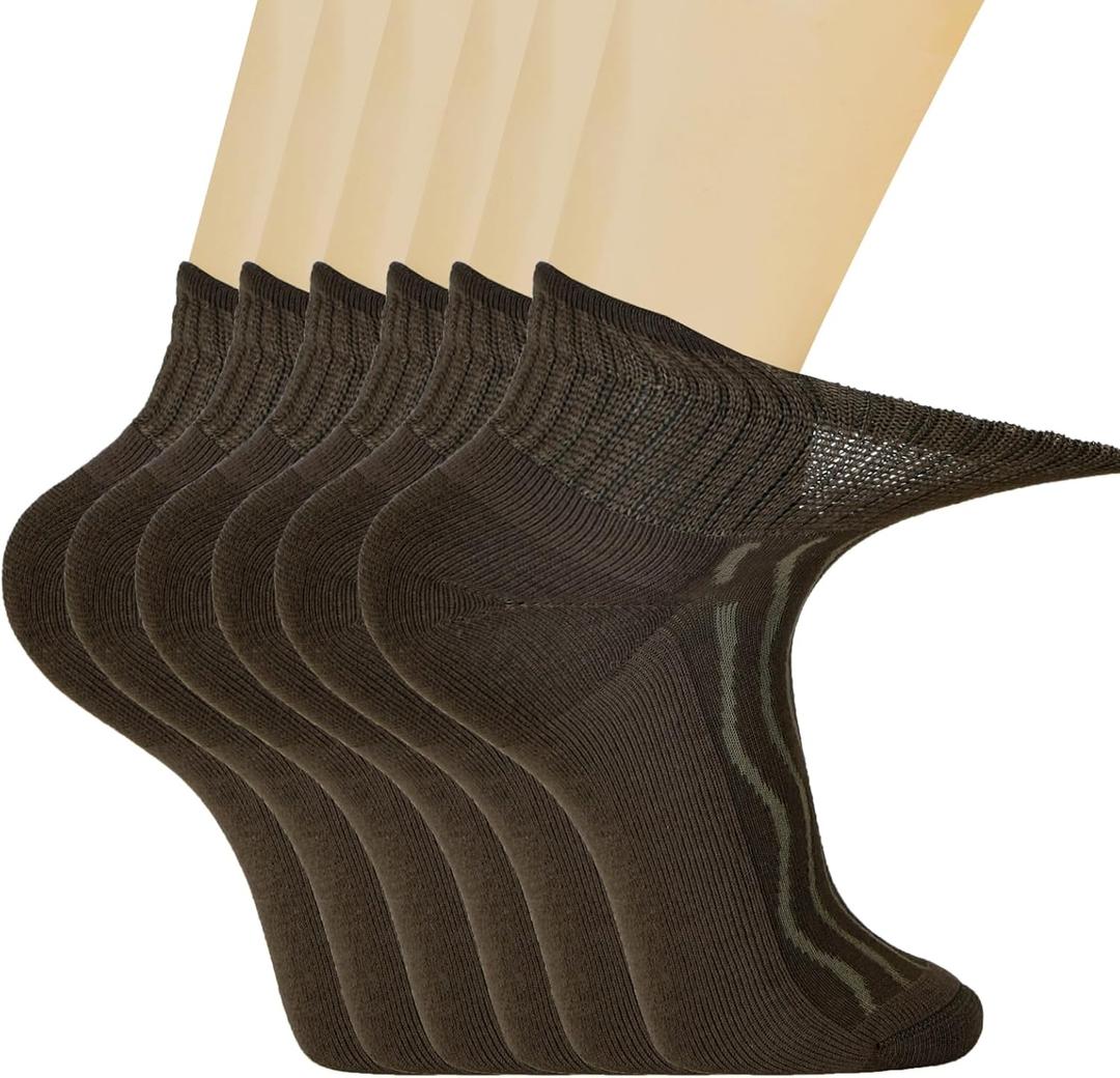 +MD Diabetic Socks for Men Women 6 Pairs,Non-Binding Top Extra Wide Ankle/Crew Socks, for Edema Circulator 9-11 10-13 13-15