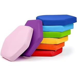 Juexica 8 Pcs Extra Thick Flexible Seating Floor Cushions Assorted Colored Floor Pillow Classroom Seat Cushions Soft Classroom Seating for Kids Learning Sitting Daycare School Chair, Hexagon