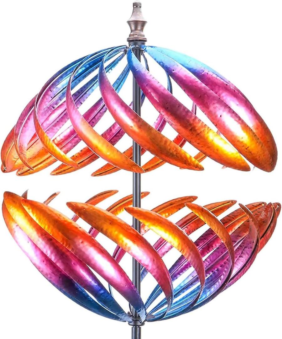MUMTOP Wind Spinner 360 Degrees Double Steel Metal Wind Sculpture is Suitable for Decorating Your Patio, Lawn & Garden (Red)