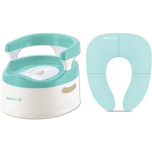 Potty Training Chair w/Handles (Aqua) + Folding Travel Potty Seat (Aqua)
