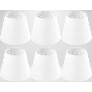 GO&SO Linen Small Lamp Shades for Chandelier, Clip on Lamp Shade Set of 6 White Lamp Shade, 4x6x5 IN Mini Lamp Shades, Modern Barrel Lamps Shades for Small Table Lamps, Desk Lamps, Pendant Lights